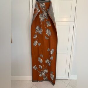 Pretty Persuasions Rust & Gray Floral Oversized Scarf / Wrap